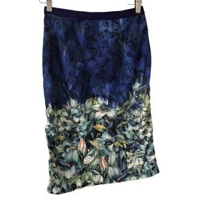 Moulinette Soeurs x Anthropologie vintage floral landscape pencil skirt size 4